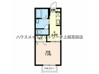 アルカディア(1K/2階)の間取り写真