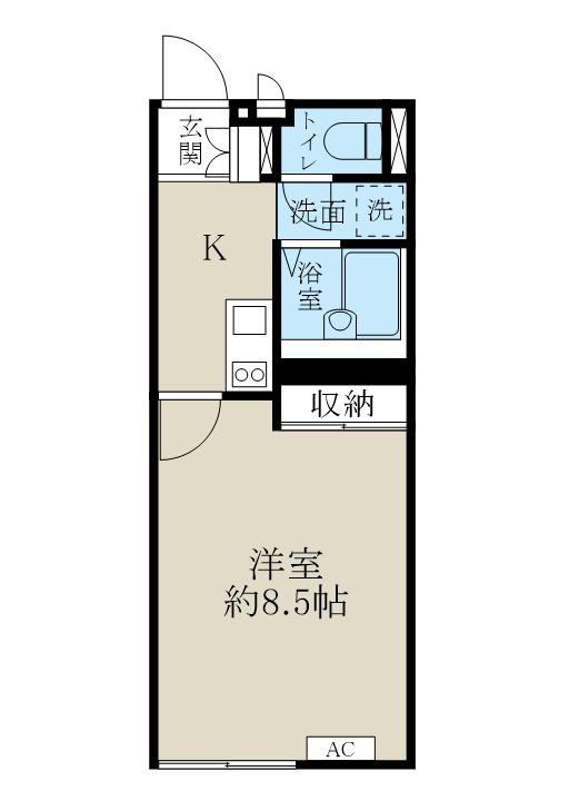 レオネクストE&K(1K/2階)の間取り写真