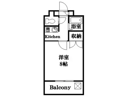 カルフールウエスト(1K/3階)の間取り写真