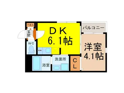ハーモニーテラス黒川(1DK/3階)の間取り写真
