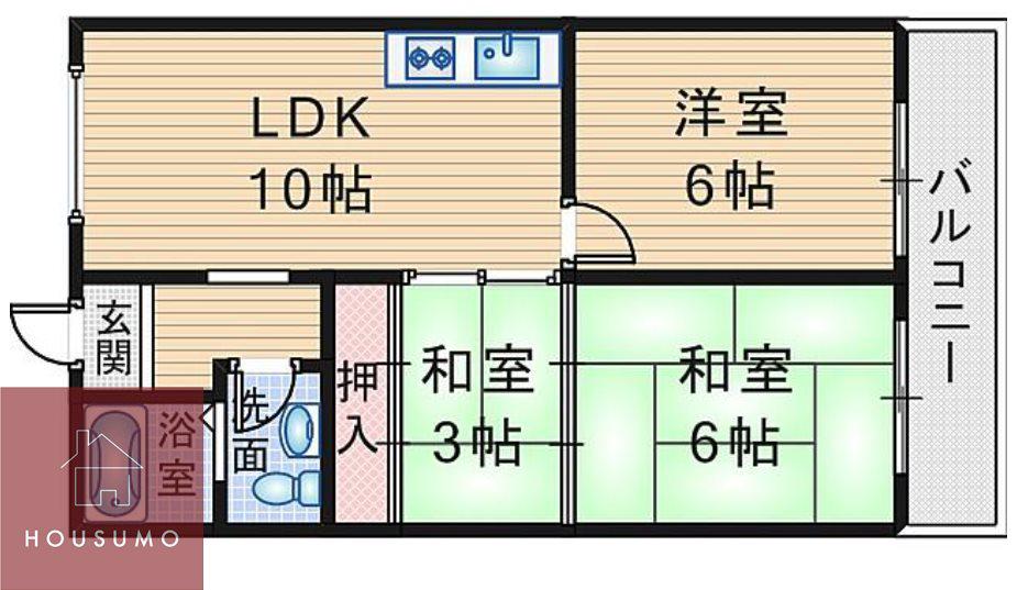 ラ・カーサ上野西(3LDK/3階)の間取り写真