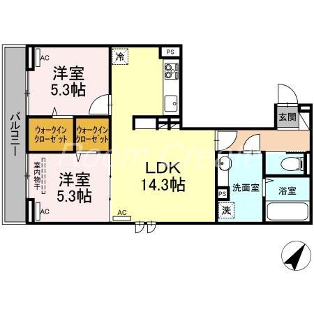 ヒーローキングダム(2LDK/1階)の間取り写真