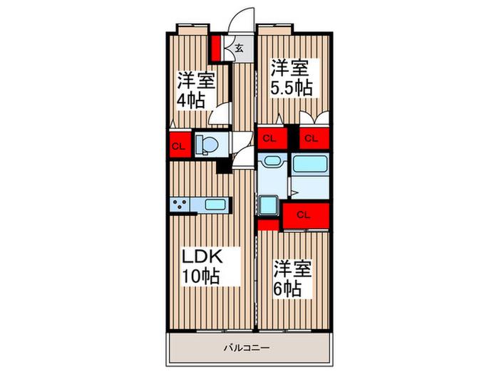 PLENDY東浦和(3LDK/5階)の間取り写真