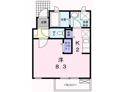 ローゼンハイム(ワンルーム/1階)の間取り写真