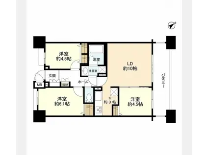 パークフラッツ横浜公園(3LDK/10階)の間取り写真