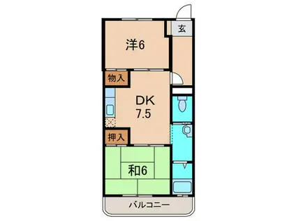奥野コーポ(2DK/3階)の間取り写真