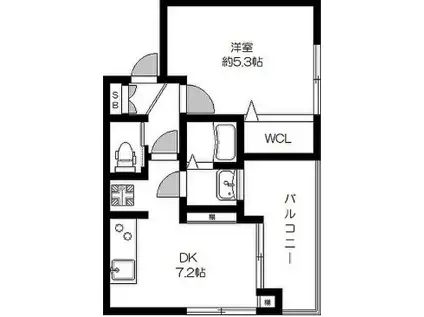 アキモトビル(1DK/2階)の間取り写真