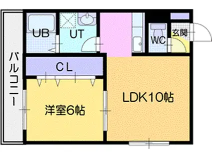 クラスタ(1LDK/2階)の間取り写真