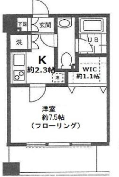 ヴィルヌーブ(1K/5階)の間取り写真