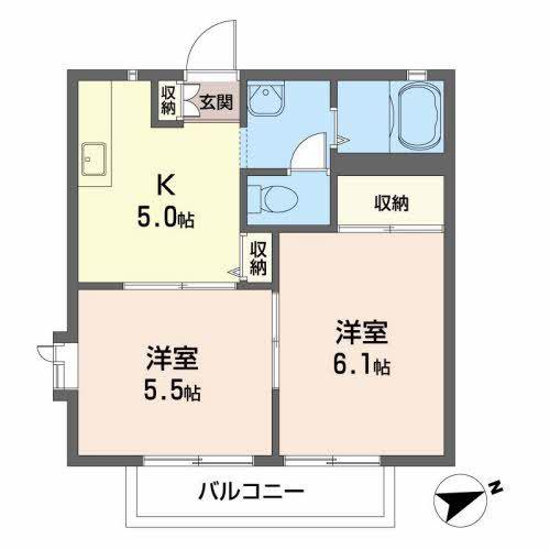 パストラーレ吉成(2K/2階)の間取り写真