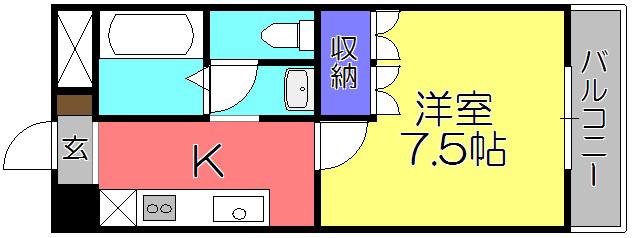 メゾン・ラヴィアンローズII(1K/2階)の間取り写真