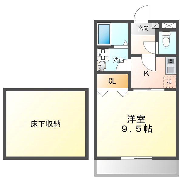 エスペランサ(1K/1階)の間取り写真