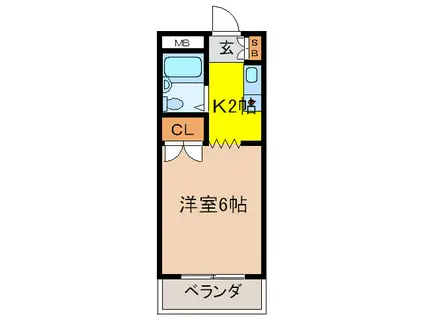 第8東昌ハイツA棟(1K/2階)の間取り写真