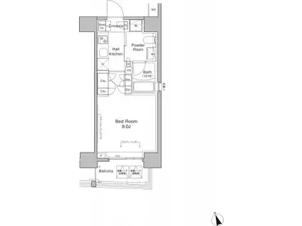 プラウドフラット東日本橋(1K/8階)の間取り写真
