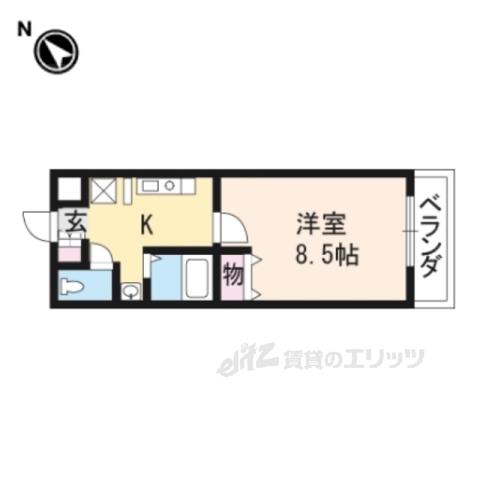 グラフィーネ草津野路東(1K/1階)の間取り写真