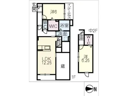 地下鉄名城線 黒川駅(愛知) 徒歩10分 2階建 新築(2LDK/1階)の間取り写真