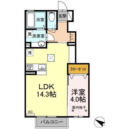 ラヴィベール(1LDK/1階)の間取り写真