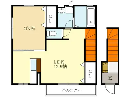 D-ROOM宇治南山(1LDK/2階)の間取り写真