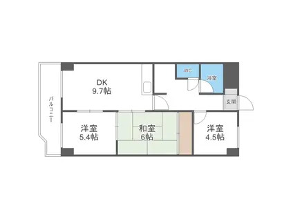 マンションブリッジ ハシモトビル(3DK/3階)の間取り写真