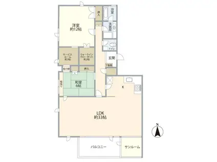 月見ヶ丘マンションD棟(2SLDK/6階)の間取り写真