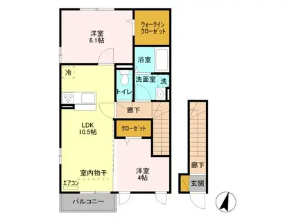 ローズ モンターニュ(2LDK/2階)の間取り写真