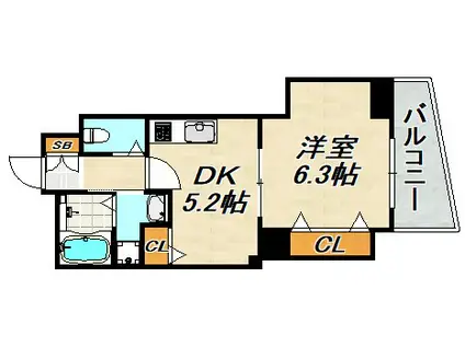 真野マンション(1DK/4階)の間取り写真
