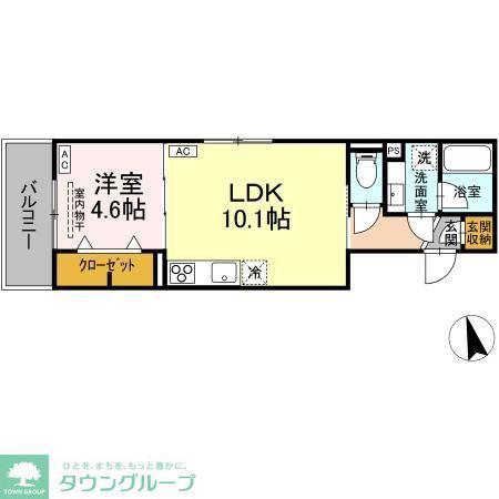 D-ASSET府中町(1LDK/3階)の間取り写真