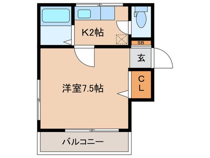 クレインキャッスル(1K/1階)の間取り写真