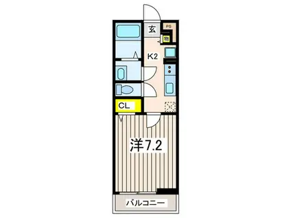 YK久里浜(1K/3階)の間取り写真