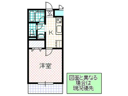 KBさくら(1K/3階)の間取り写真