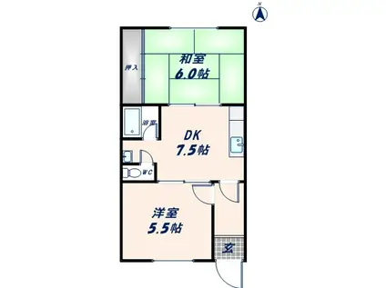 サンライフ花園(2DK/2階)の間取り写真