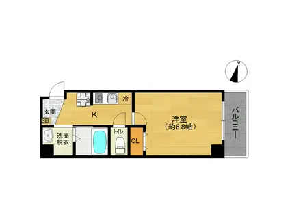 メルベージュ玉出中(1K/7階)の間取り写真