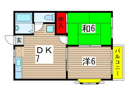 ユートピア・ルネッサンス壱番館(2DK/1階)の間取り写真