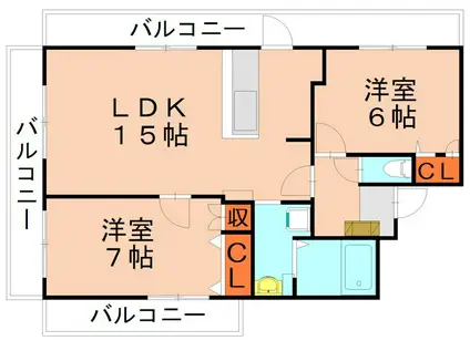 シャルマンコート伊賀(2LDK/1階)の間取り写真