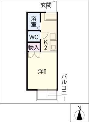 リバティスクエアA(1K/2階)の間取り写真