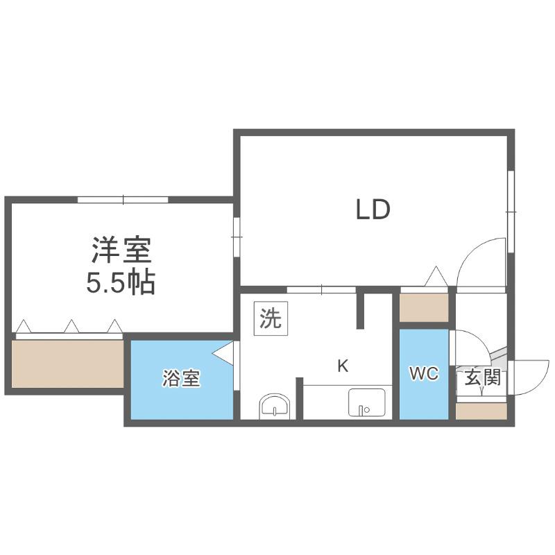 ゼスティ医大前(1LDK/2階)の間取り写真
