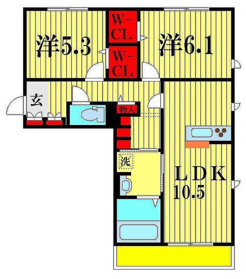 ベリーナ(2LDK/2階)の間取り写真