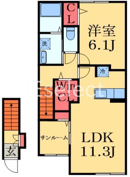 ソレイユ.F(1LDK/2階)の間取り写真