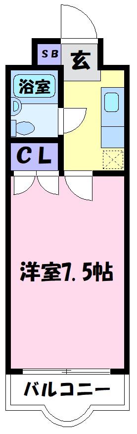 ハイツホーシャ(1K/3階)の間取り写真