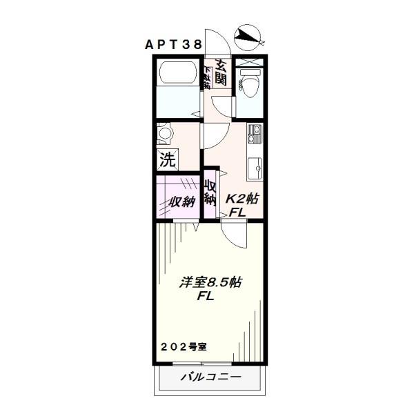 APT38(1K/2階)の間取り写真