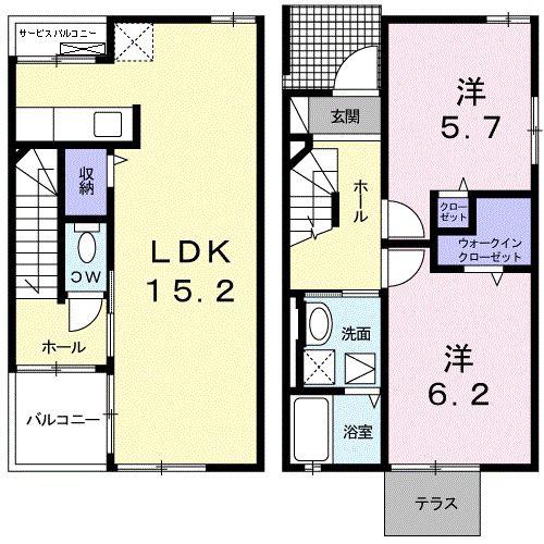 アクシスII(2LDK/1階)の間取り写真