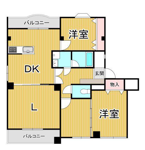 グランデ甲子園六番町(3LDK/2階)の間取り写真