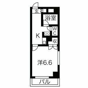 メゾンヤスフク(1K/1階)の間取り写真