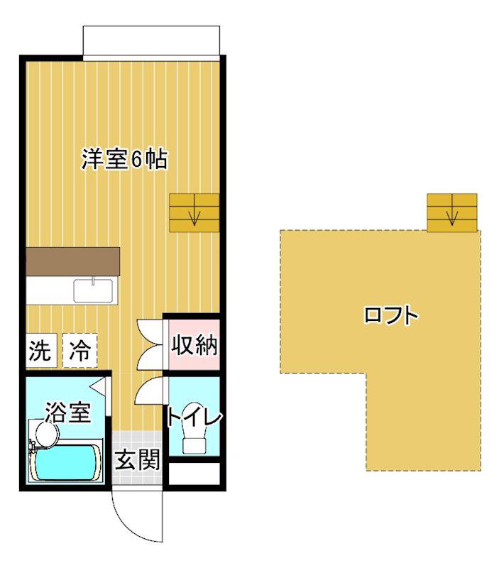 ハイツ胡蝶蘭(ワンルーム/2階)の間取り写真