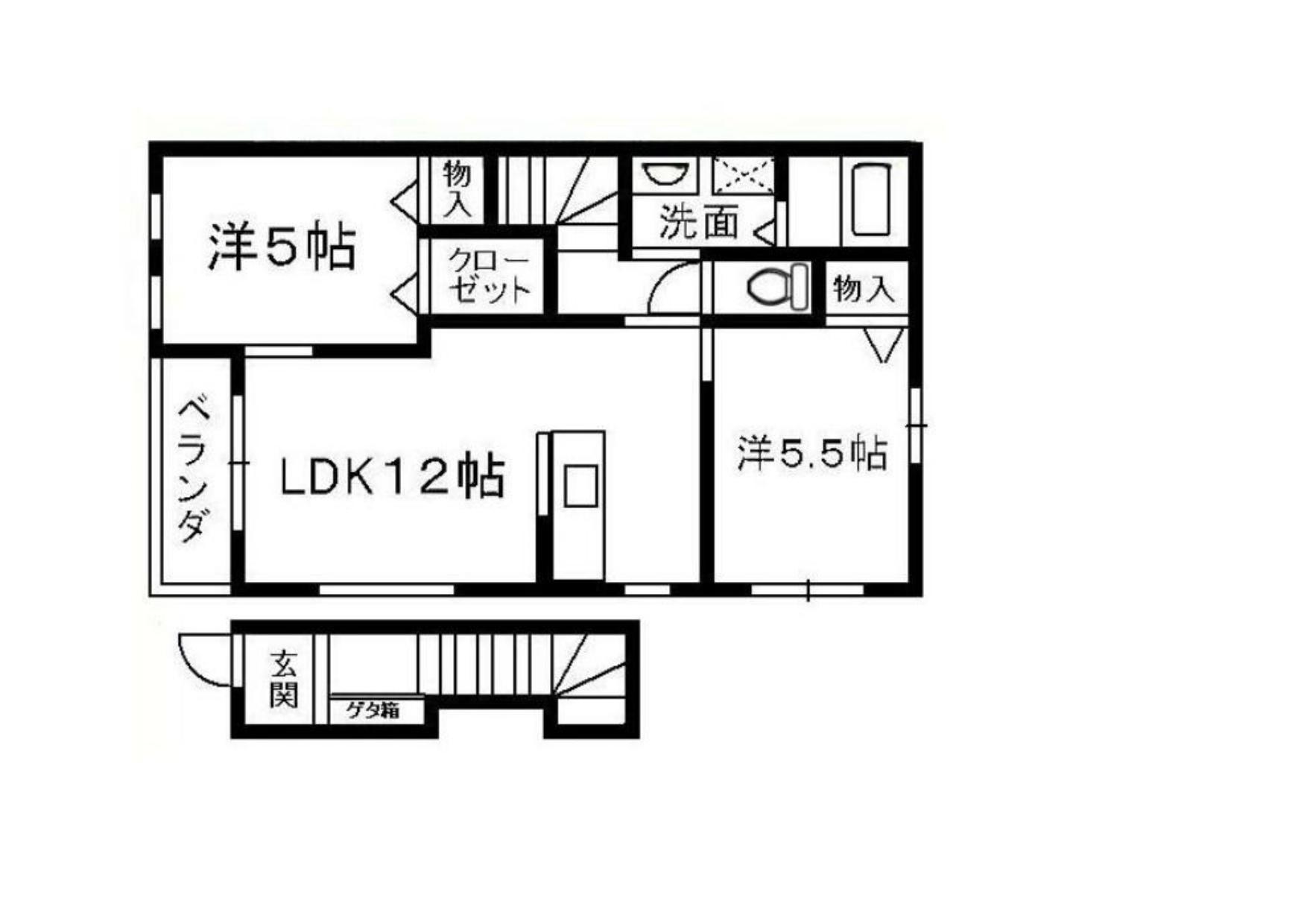メゾン福重(2LDK/2階)の間取り写真