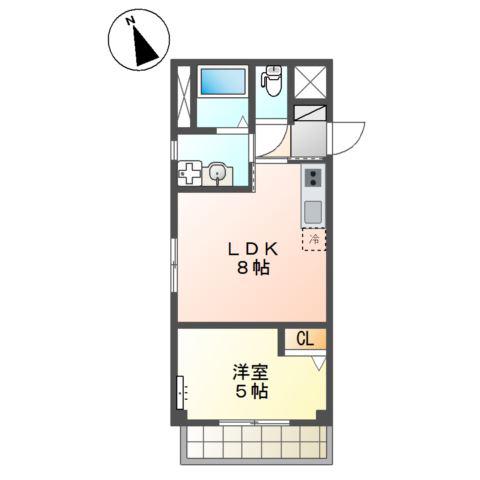 ボナール・ディアコート(1LDK/2階)の間取り写真