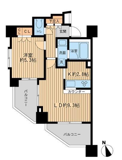 レジデンス八王子明神町(1LDK/14階)の間取り写真