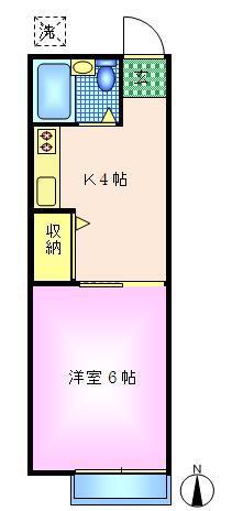 JR中央線 東小金井駅 徒歩22分 2階建 築37年(1DK/1階)の間取り写真