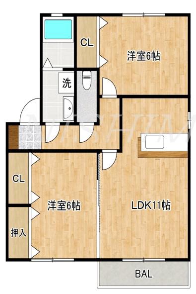 ラ・ポルテ(2LDK/2階)の間取り写真