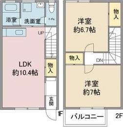 アプトエーデルワイス(2LDK/2階)の間取り写真